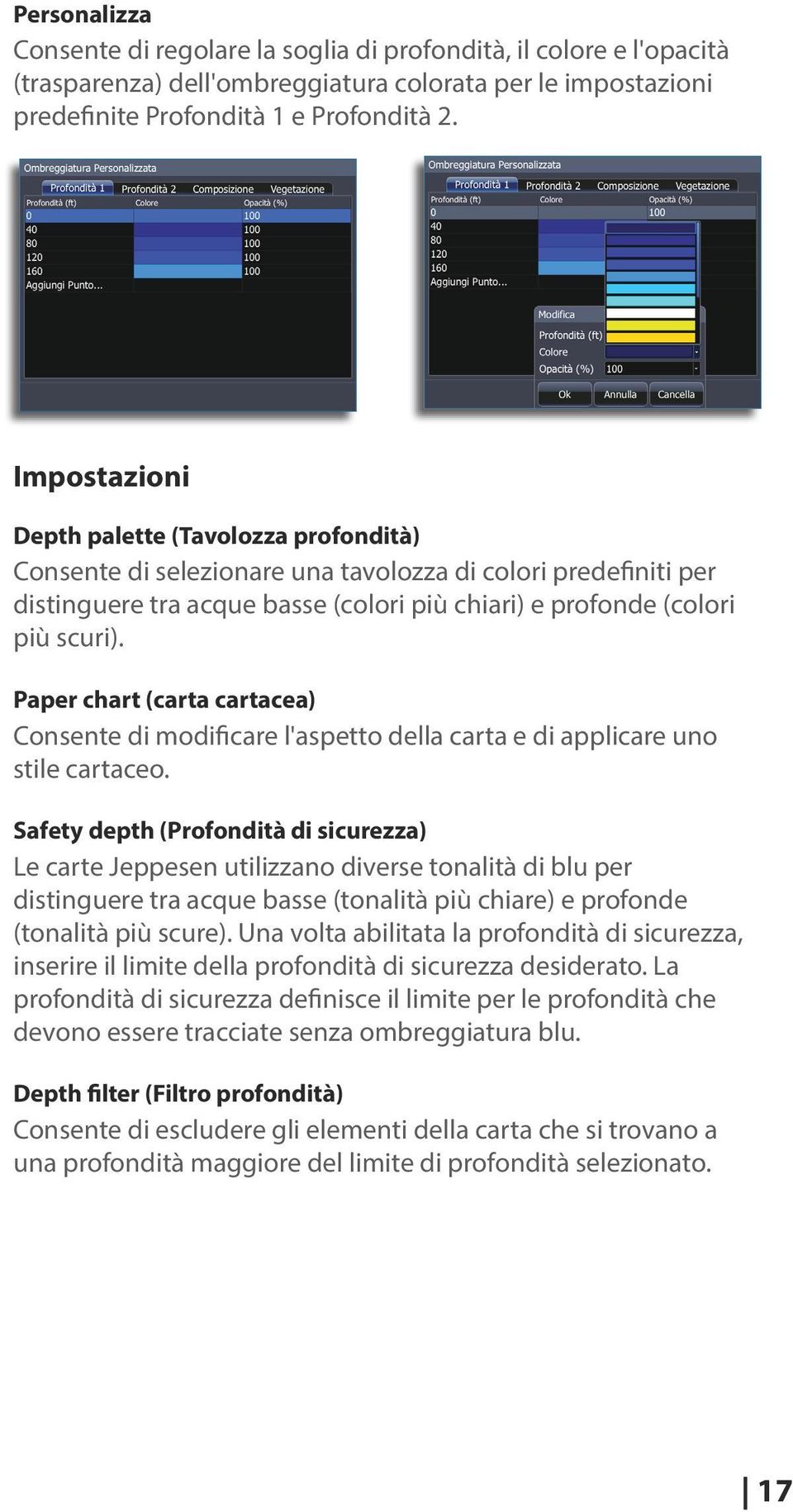 Paper chart (carta cartacea) Consente di modificare l'aspetto della carta e di applicare uno stile cartaceo.