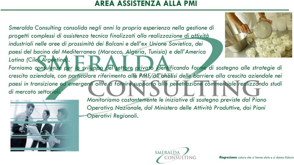 Forniamo consulenze per lo sviluppo del settore privato identificando forme di sostegno alle strategie di crescita aziendale, con particolare riferimento alle PMI, all analisi delle barriere alla