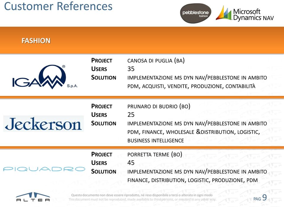 NAV/PEBBLESTONE IN AMBITO PDM, FINANCE, WHOLESALE &DISTRIBUTION, LOGISTIC, BUSINESS INTELLIGENCE PORRETTA