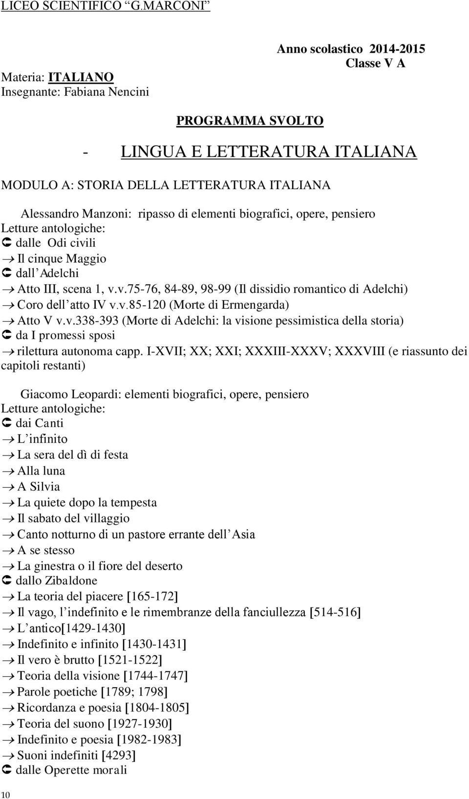 Manzoni: ripasso di elementi biografici, opere, pensiero dalle Odi civili Il cinque Maggio dall Adelchi Atto III, scena 1, v.v.75-76, 84-89, 98-99 (Il dissidio romantico di Adelchi) Coro dell atto IV v.