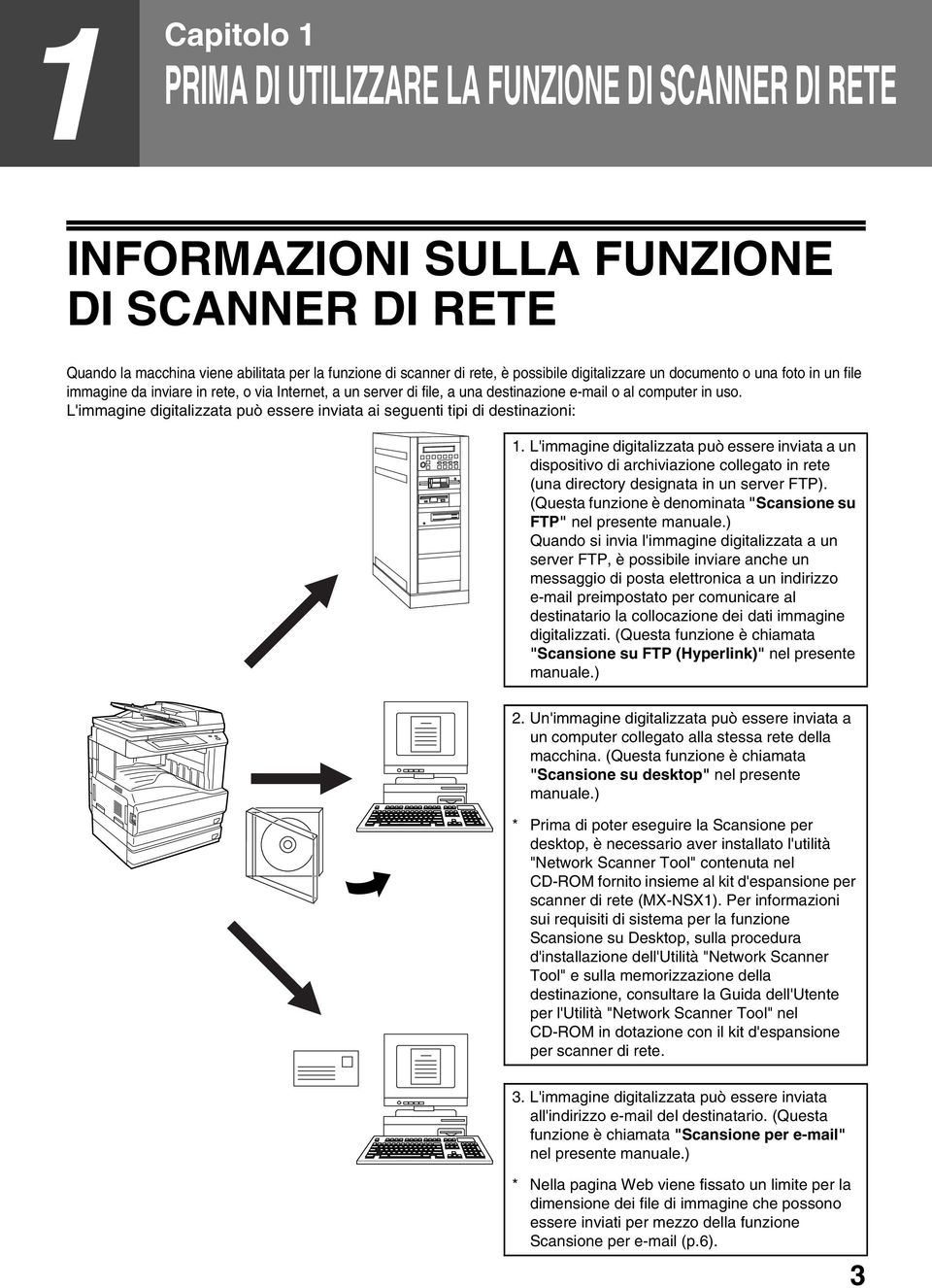 L'immagine digitalizzata può essere inviata ai seguenti tipi di destinazioni:.