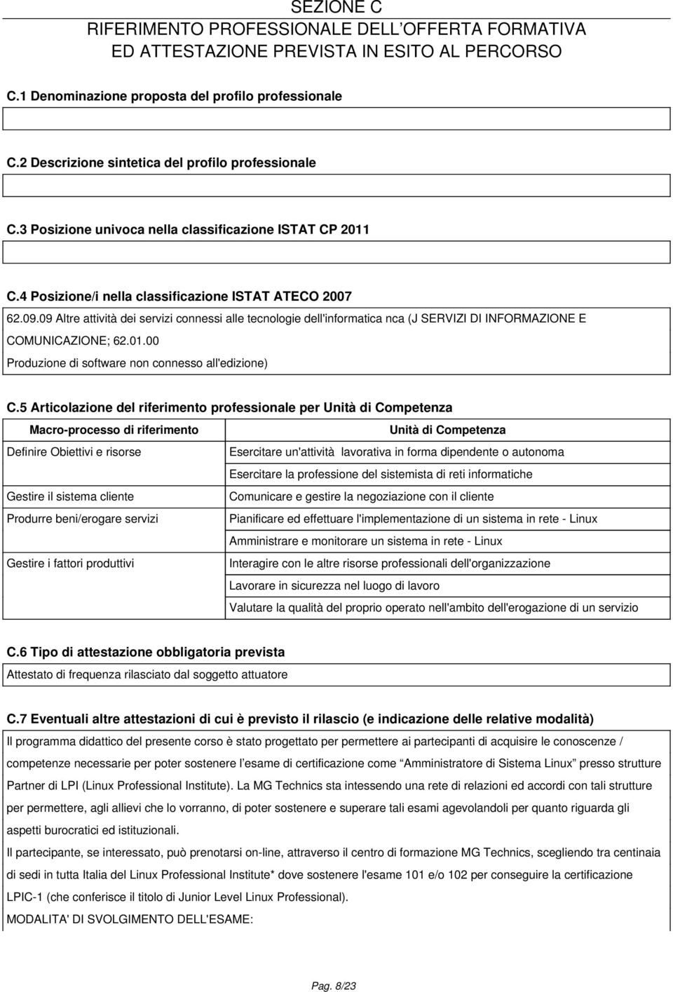 09 Altre attività dei servizi connessi alle tecnologie dell'informatica nca (J SERVIZI DI INFORMAZIONE E COMUNICAZIONE; 62.01.00 Produzione di software non connesso all'edizione) C.