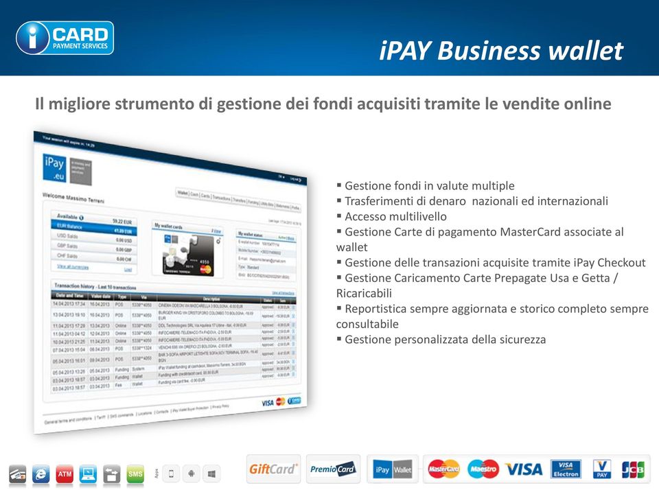 assocate al wallet Gestone delle transazon acquste tramte Pay Checkout Gestone Carcamento Carte Prepagate Usa e