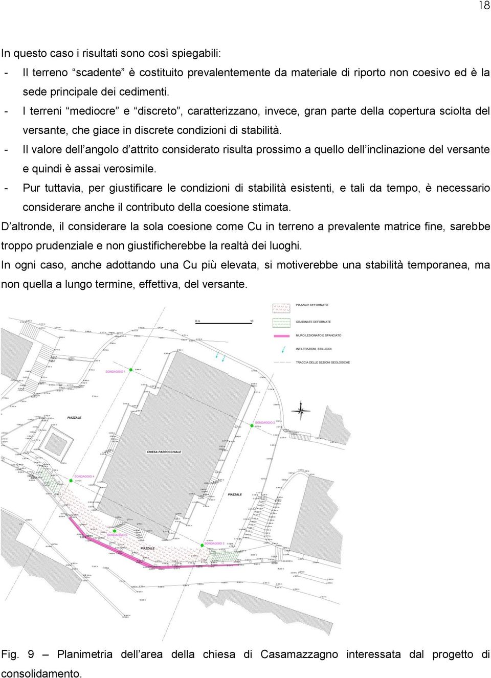 - Il valore dell angolo d attrito considerato risulta prossimo a quello dell inclinazione del versante e quindi è assai verosimile.