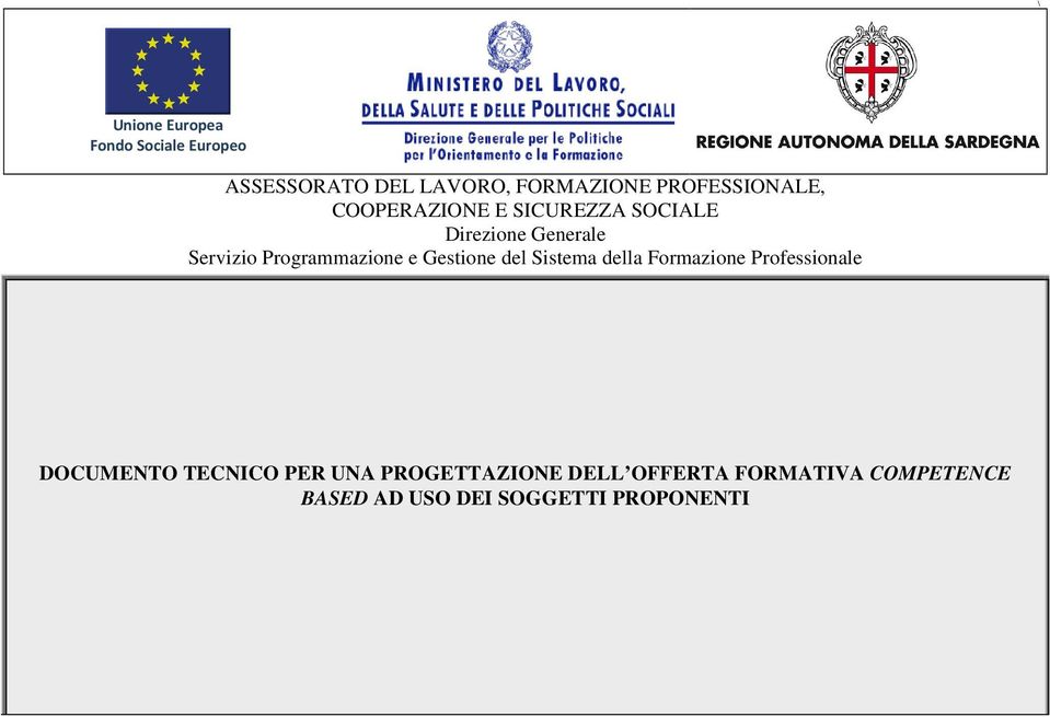 Programmazione e Gestione del Sistema della Formazione Professionale DOCUMENTO