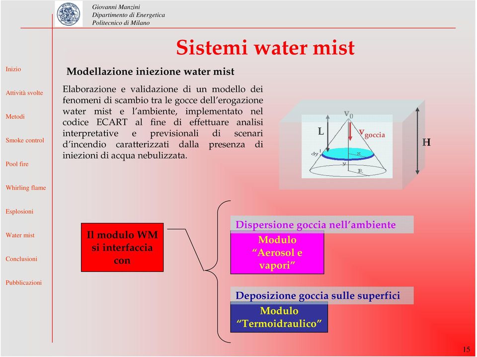 previsionali di scenari d incendio caratterizzati dalla presenza di iniezioni di acqua nebulizzata.