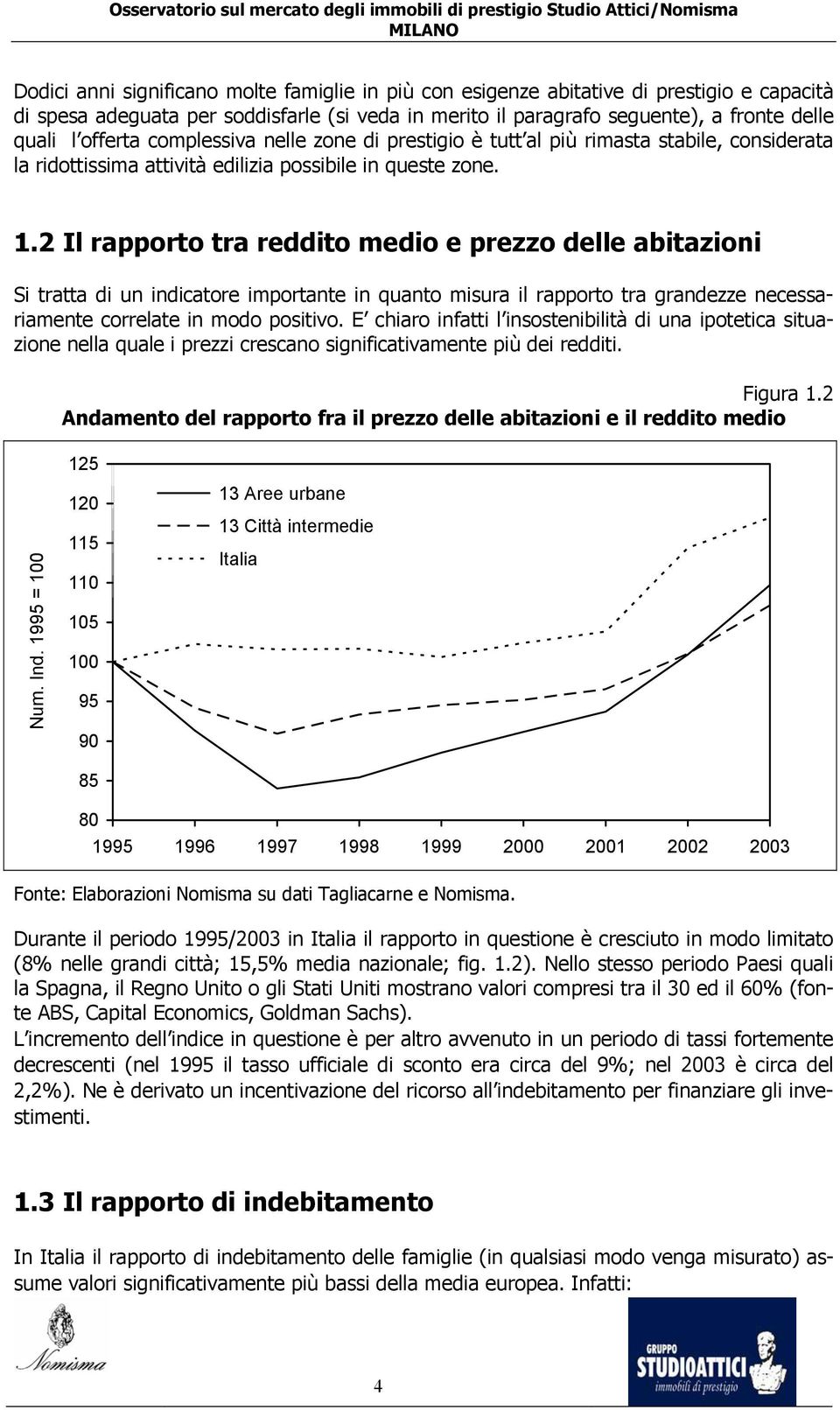 2 l rapporto tra reddito medio e prezzo delle abitazioni Si tratta di un indicatore importante in quanto misura il rapporto tra grandezze necessariamente correlate in modo positivo.