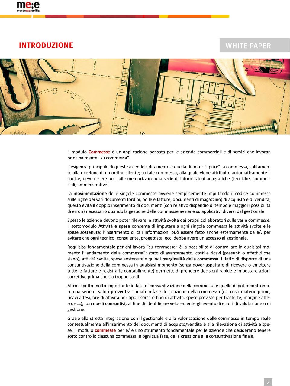 automaticamente il codice, deve essere possibile memorizzare una serie di informazioni anagrafiche (tecniche, commerciali, amministrative) La movimentazione delle singole commesse avviene