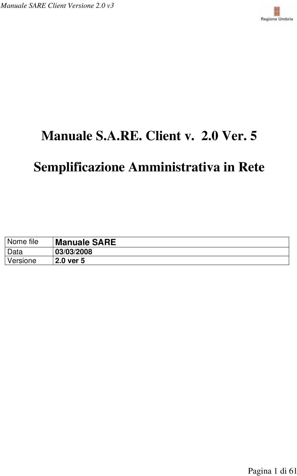 Rete Nome file Manuale SARE Data