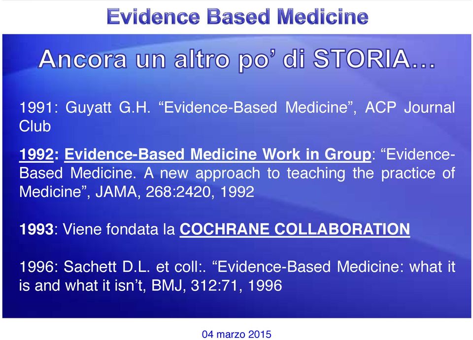 Evidence- Based Medicine.