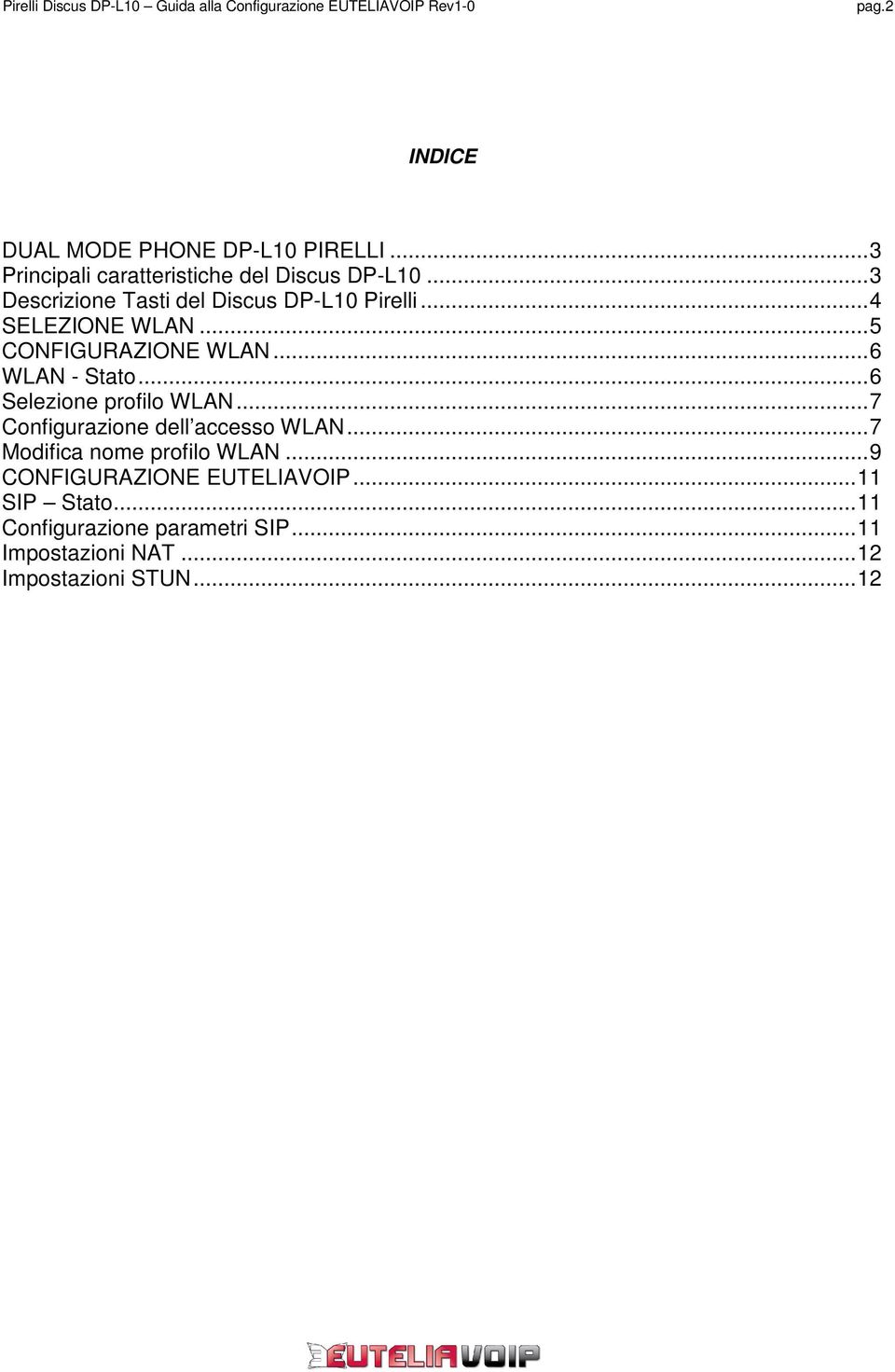 ..6 Selezione profilo WLAN...7 Configurazione dell accesso WLAN...7 Modifica nome profilo WLAN.