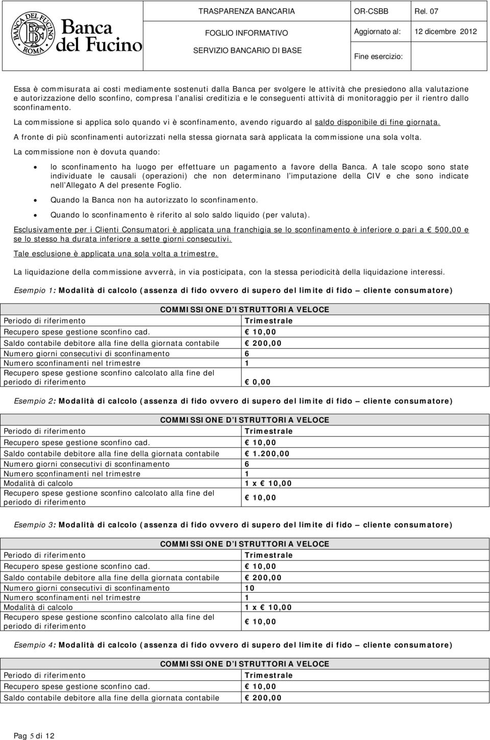 A fronte di più sconfinamenti autorizzati nella stessa giornata sarà applicata la commissione una sola volta.