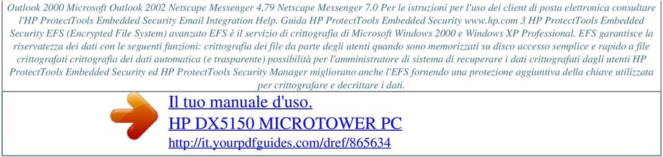 ProtectTools Embedded Security Email Integration Help. Guida HP ProtectTools Embedded Security www.hp.