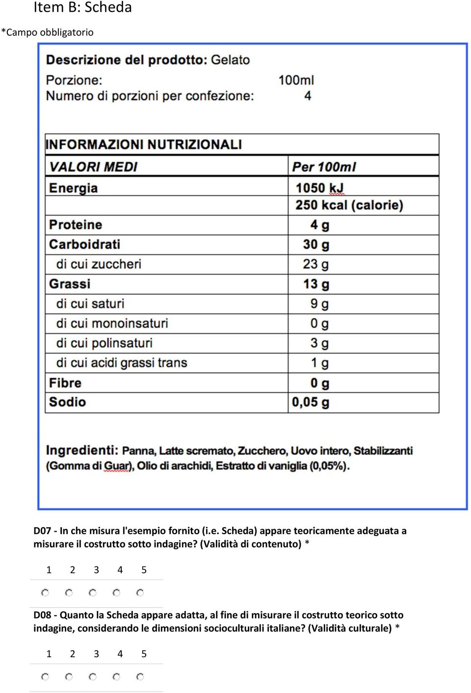 costrutto teorico sotto indagine, considerando le dimensioni socioculturali italiane?