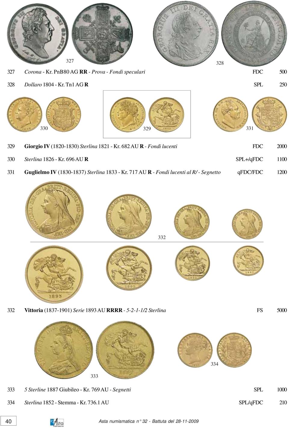 696 AU R SPL+/qFDC 1100 331 Guglielmo IV (1830-1837) Sterlina 1833 - Kr.