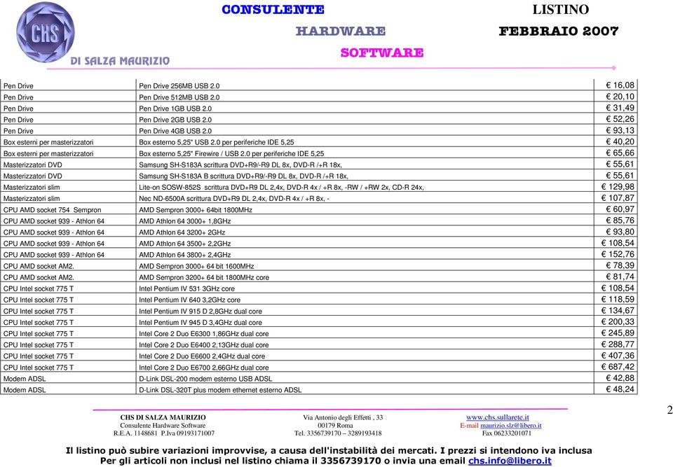 0 per periferiche IDE 5,25 65,66 Masterizzatori DVD Samsung SH-S183A scrittura DVD+R9/-R9 DL 8x, DVD-R /+R 18x, 55,61 Masterizzatori DVD Samsung SH-S183A B scrittura DVD+R9/-R9 DL 8x, DVD-R /+R 18x,