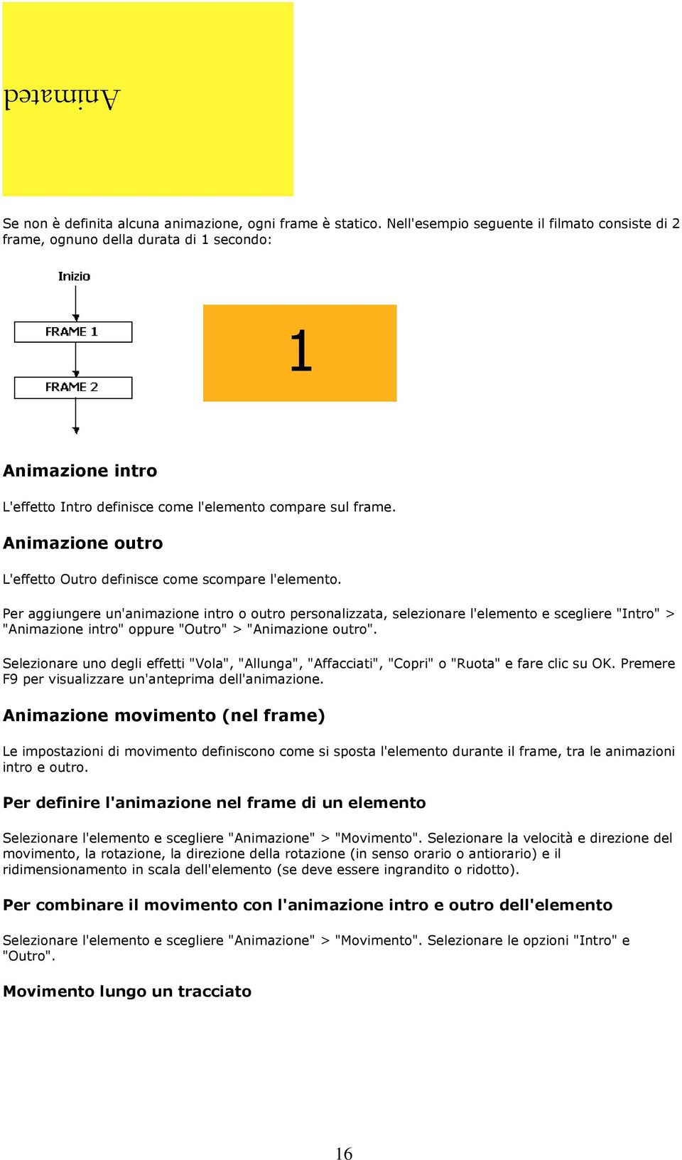 Animazione outro L'effetto Outro definisce come scompare l'elemento.