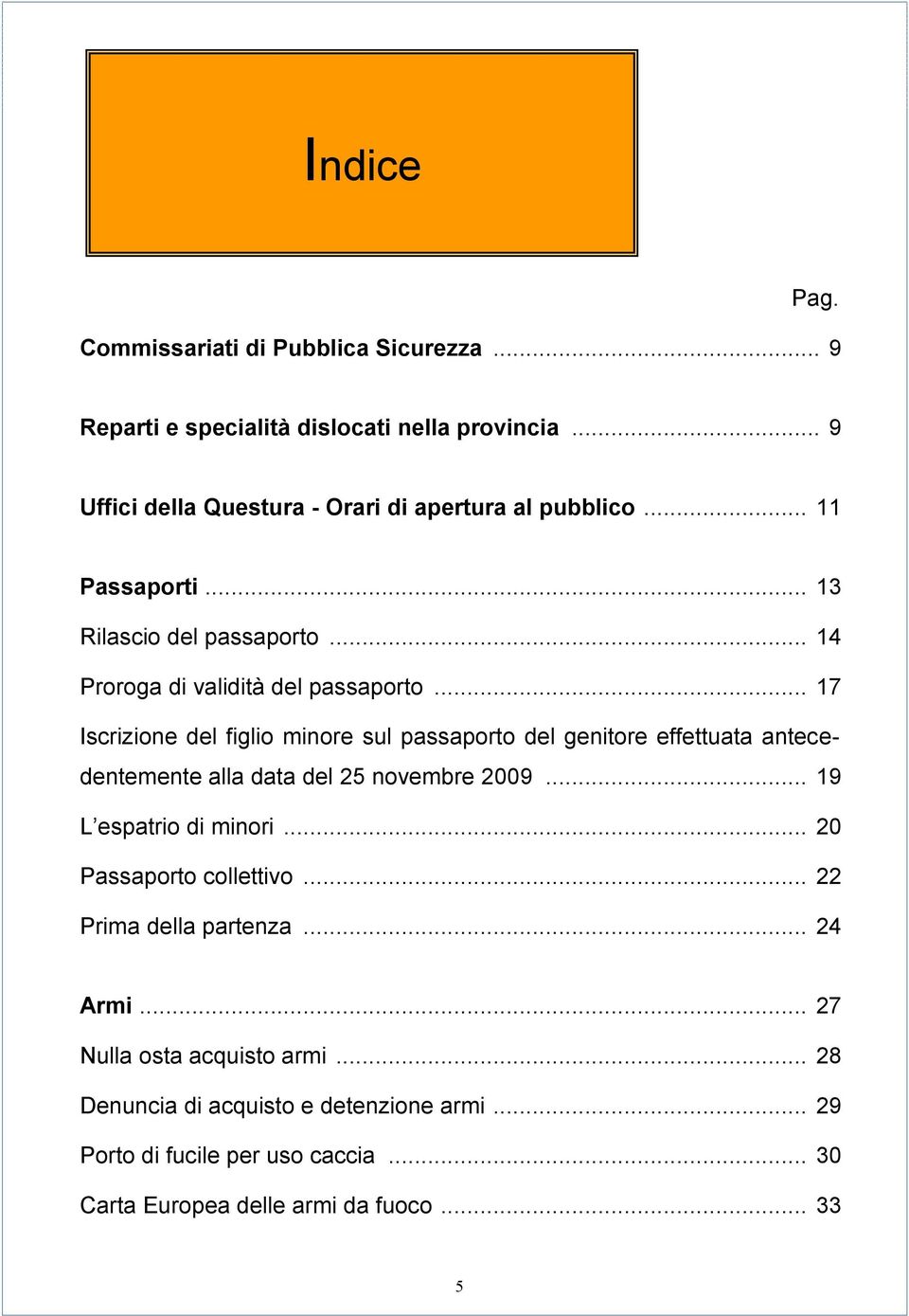 .. 17 Iscrizione del figlio minore sul passaporto del genitore effettuata antecedentemente alla data del 25 novembre 2009... 19 L espatrio di minori.