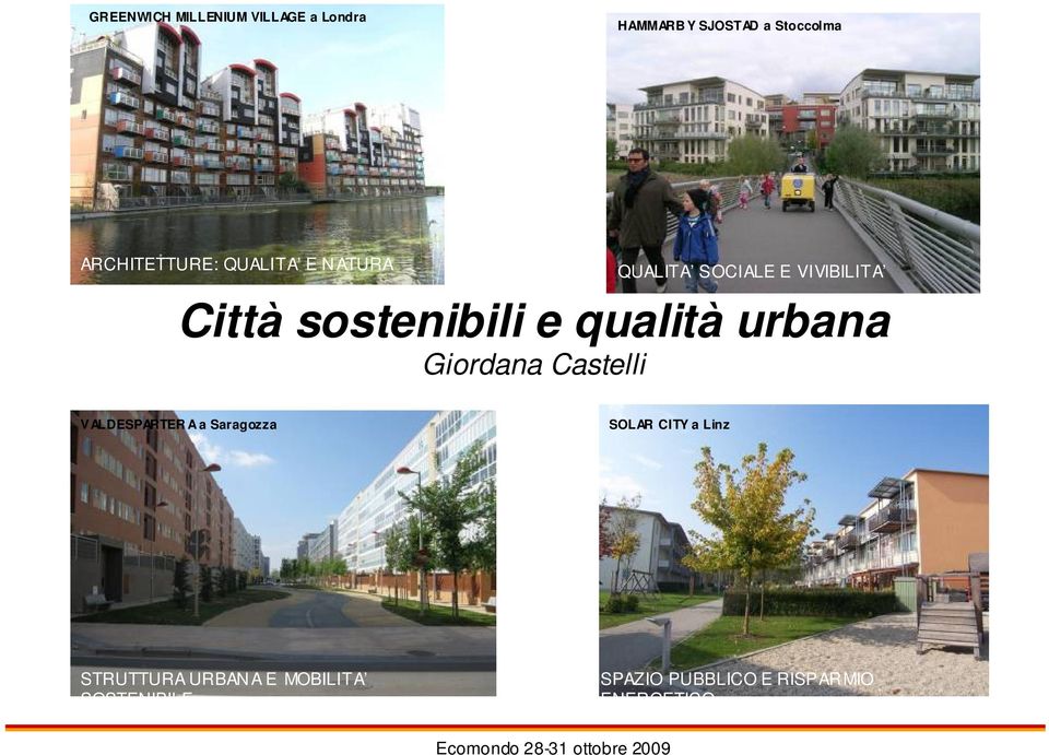 sostenibili e qualità urbana Giordana Castelli VALDESPARTER A a Saragozza