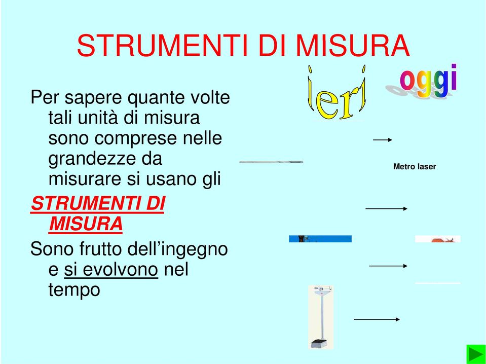 misurare si usano gli STRUMENTI DI MISURA Sono