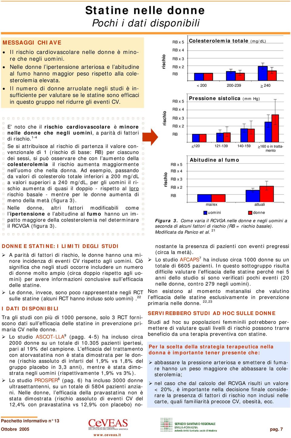 Il numero di donne arruolate negli studi è insufficiente per valutare se le statine sono efficaci in questo gruppo nel ridurre gli eventi CV.