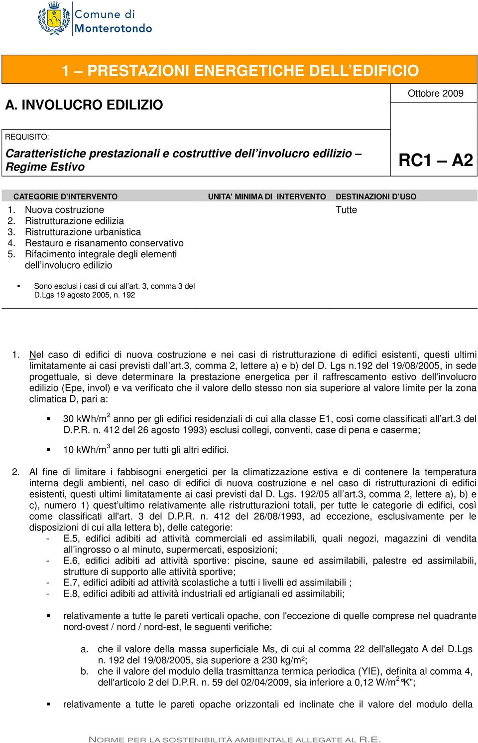 Nuova costruzione 2. Ristrutturazione edilizia 3. Ristrutturazione urbanistica 4. Restauro e risanamento conservativo 5.