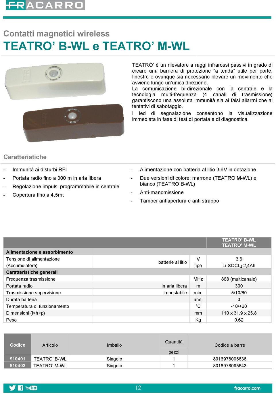 La comunicazione bi-direzionale con la centrale e la tecnologia multi-frequenza (4 canali di trasmissione) garantiscono una assoluta immunità sia ai falsi allarmi che ai tentativi di sabotaggio.