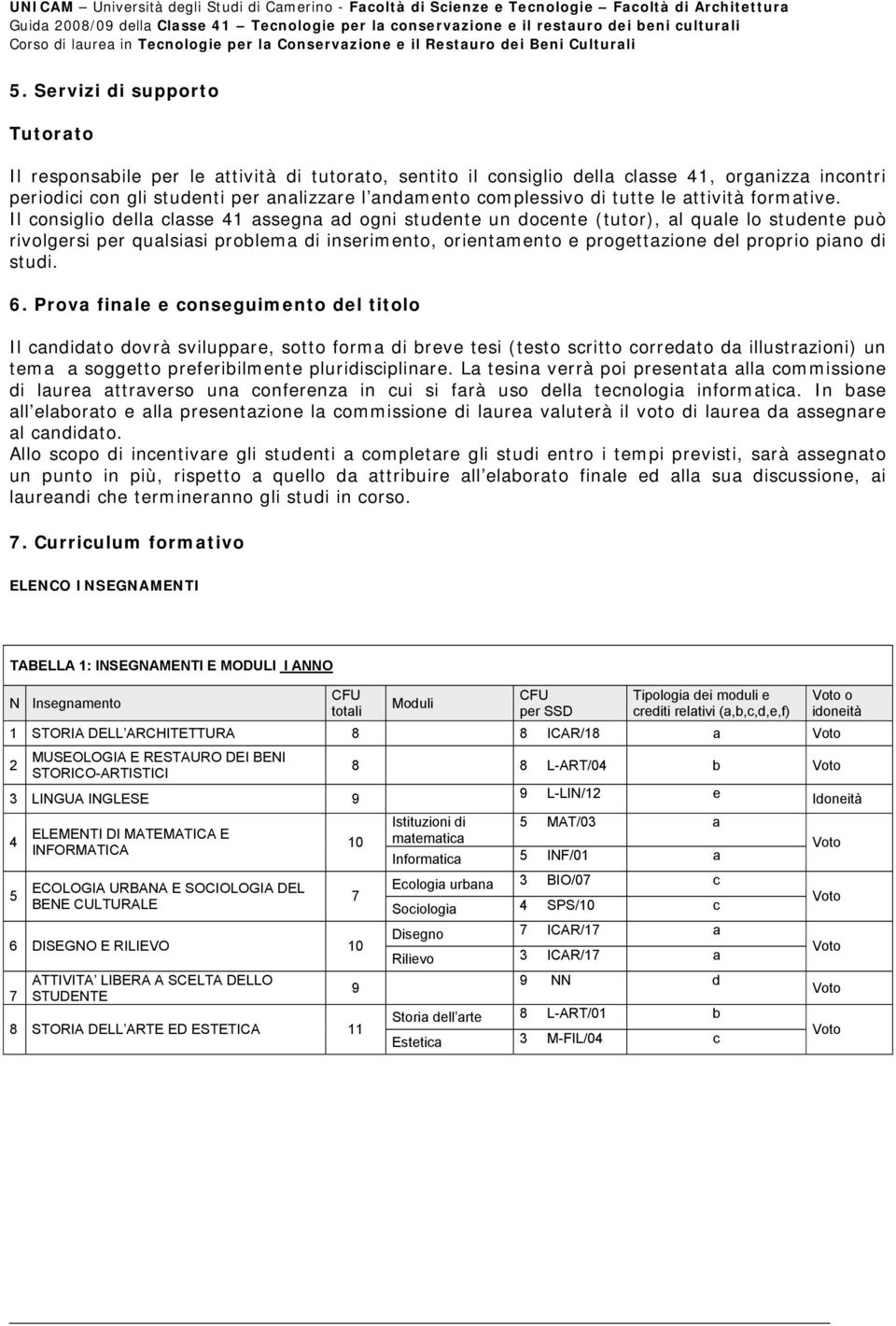 Il consiglio della classe 41 assegna ad ogni studente un docente (tutor), al quale lo studente può rivolgersi per qualsiasi problema di inserimento, orientamento e progettazione del proprio piano di