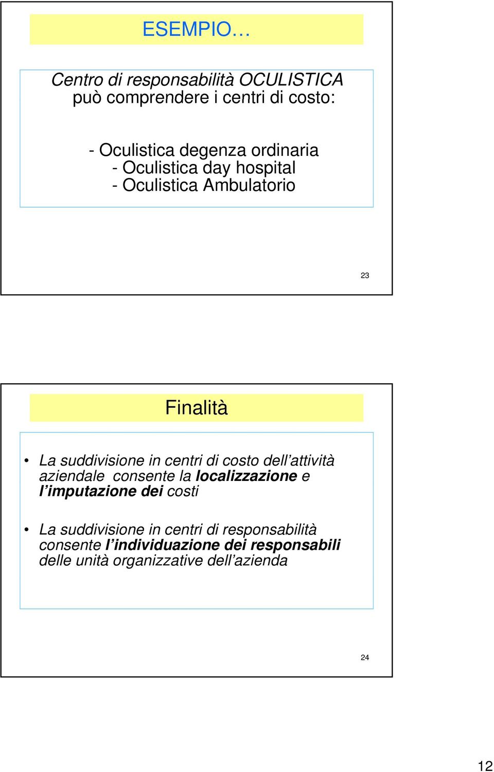 costo dell attività aziendale consente la localizzazione e l imputazione dei costi La suddivisione in