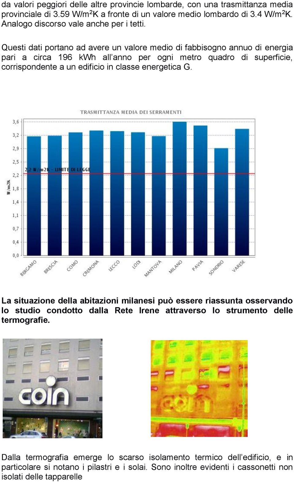 Questi dati portano ad avere un valore medio di fabbisogno annuo di energia pari a circa 196 kwh all anno per ogni metro quadro di superficie, corrispondente a un edificio in classe