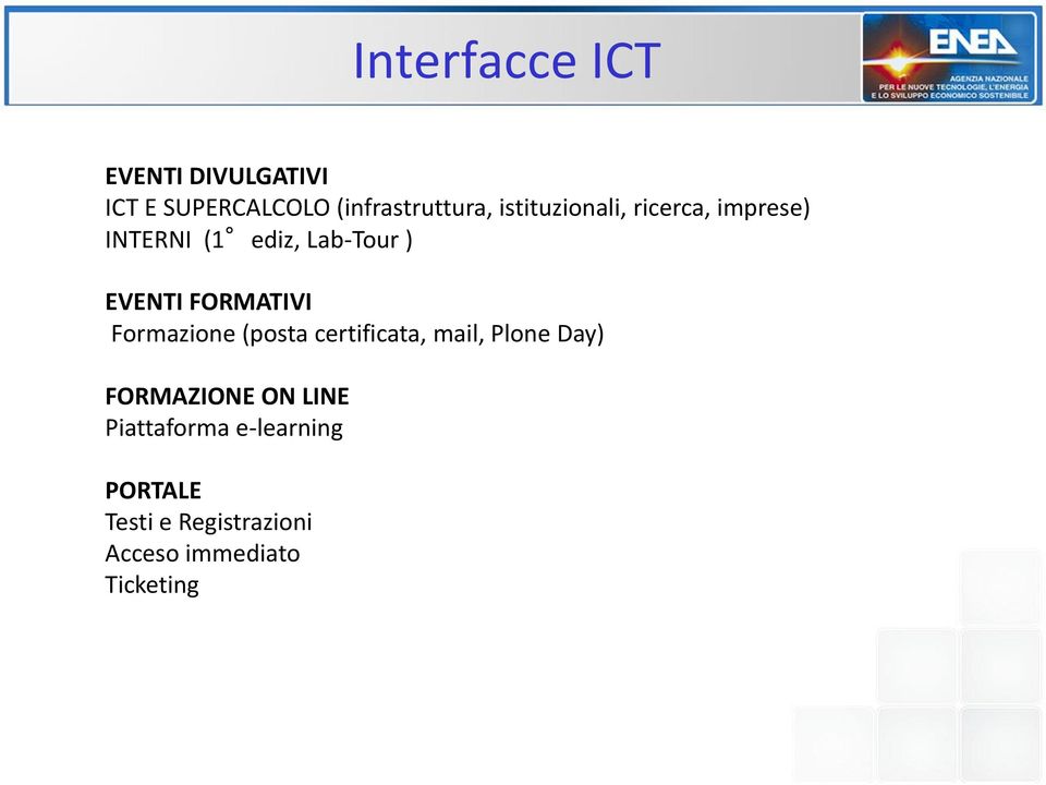 FORMATIVI Formazione (posta certificata, mail, Plone Day) FORMAZIONE ON