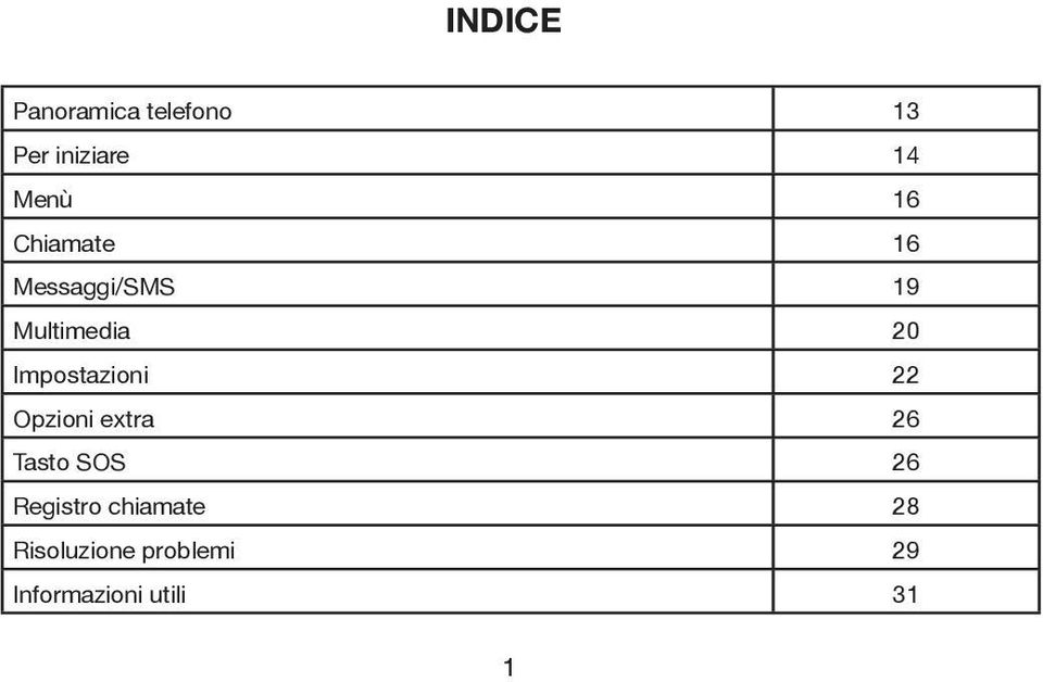 Impostazioni 22 Opzioni extra 26 Tasto SOS 26