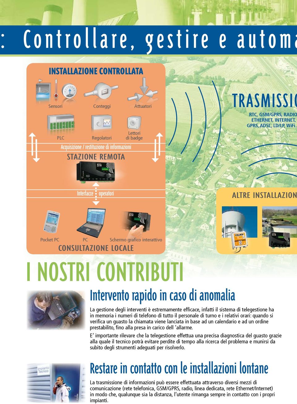 rapido in caso di anomalia La gestione degli interventi è estremamente efficace, infatti il sistema di telegestione ha in memoria i numeri di telefono di tutto il personale di turno e i relativi