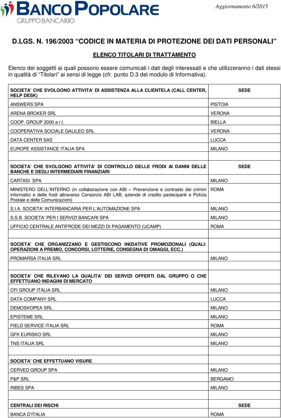 FINANZIARI CARTASI SPA MINISTERO DELL INTERNO (in collaborazione con ABI Prevenzione e contrasto dei crimini informatici e delle frodi attraverso Consorzio ABI LAB, aziende di credito partecipanti e