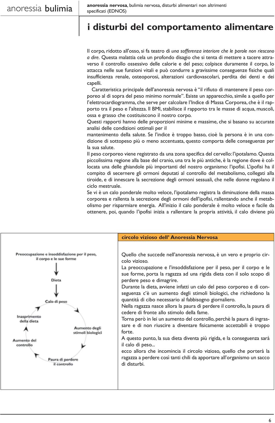 Questa malattia cela un profondo disagio che si tenta di mettere a tacere attraverso il controllo ossessivo delle calorie e del peso; colpisce duramente il corpo, lo attacca nelle sue funzioni vitali