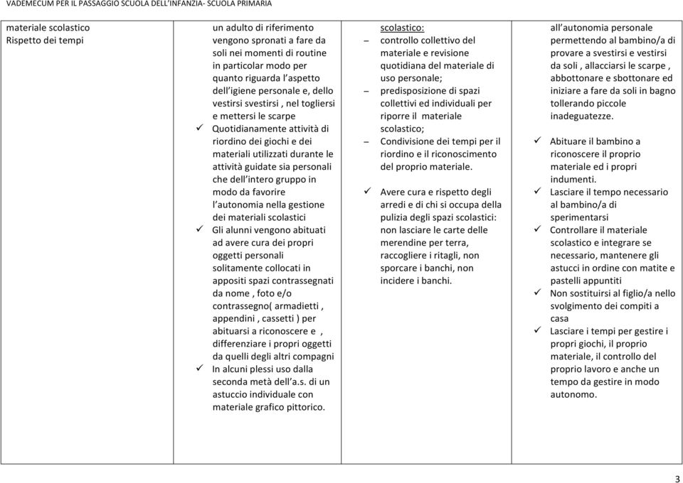 modo da favorire l autonomia nella gestione dei materiali scolastici Gli alunni vengono abituati ad avere cura dei propri oggetti personali solitamente collocati in appositi spazi contrassegnati da