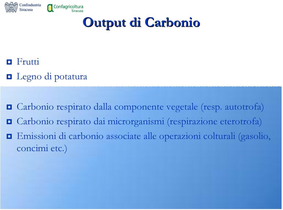 autotrofa) Carbonio respirato dai microrganismi (respirazione