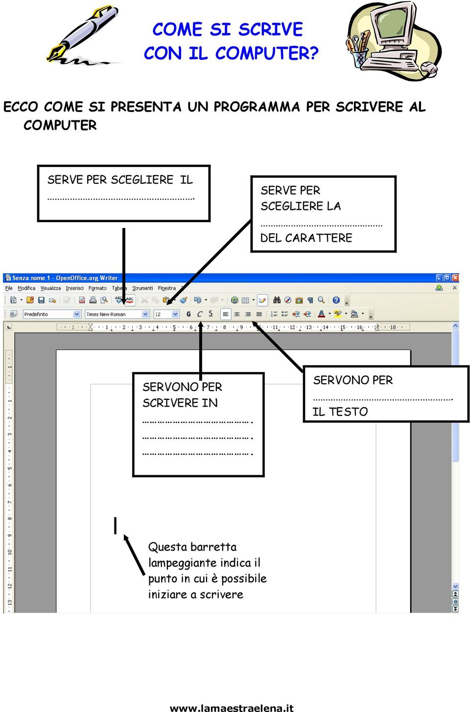 SCEGLIERE IL. SERVE PER SCEGLIERE LA DEL CARATTERE SERVONO PER SCRIVERE IN.