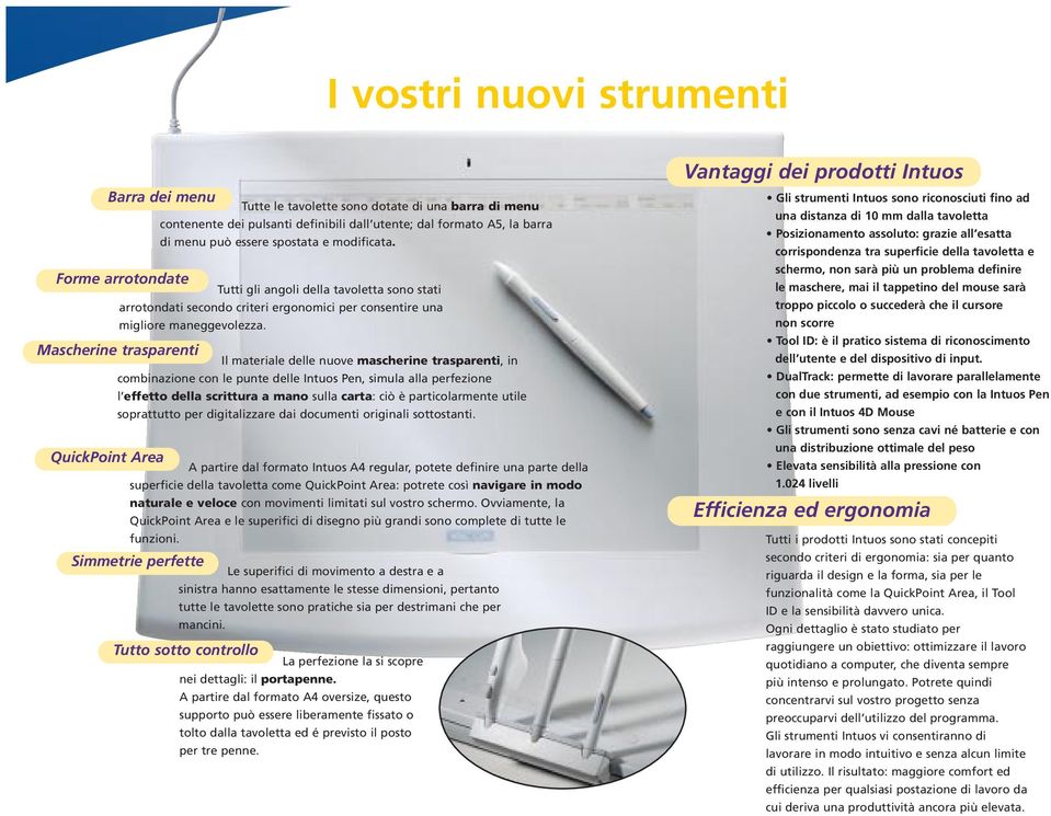 Mascherine trasparenti Il materiale delle nuove mascherine trasparenti, in combinazione con le punte delle Intuos Pen, simula alla perfezione l effetto della scrittura a mano sulla carta: ciò è