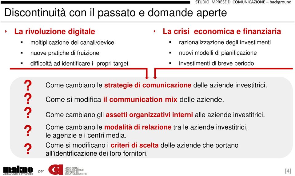 ???? Come cambiano le strategie di comunicazione delle aziende investitrici. Come si modifica il communication mix delle aziende.