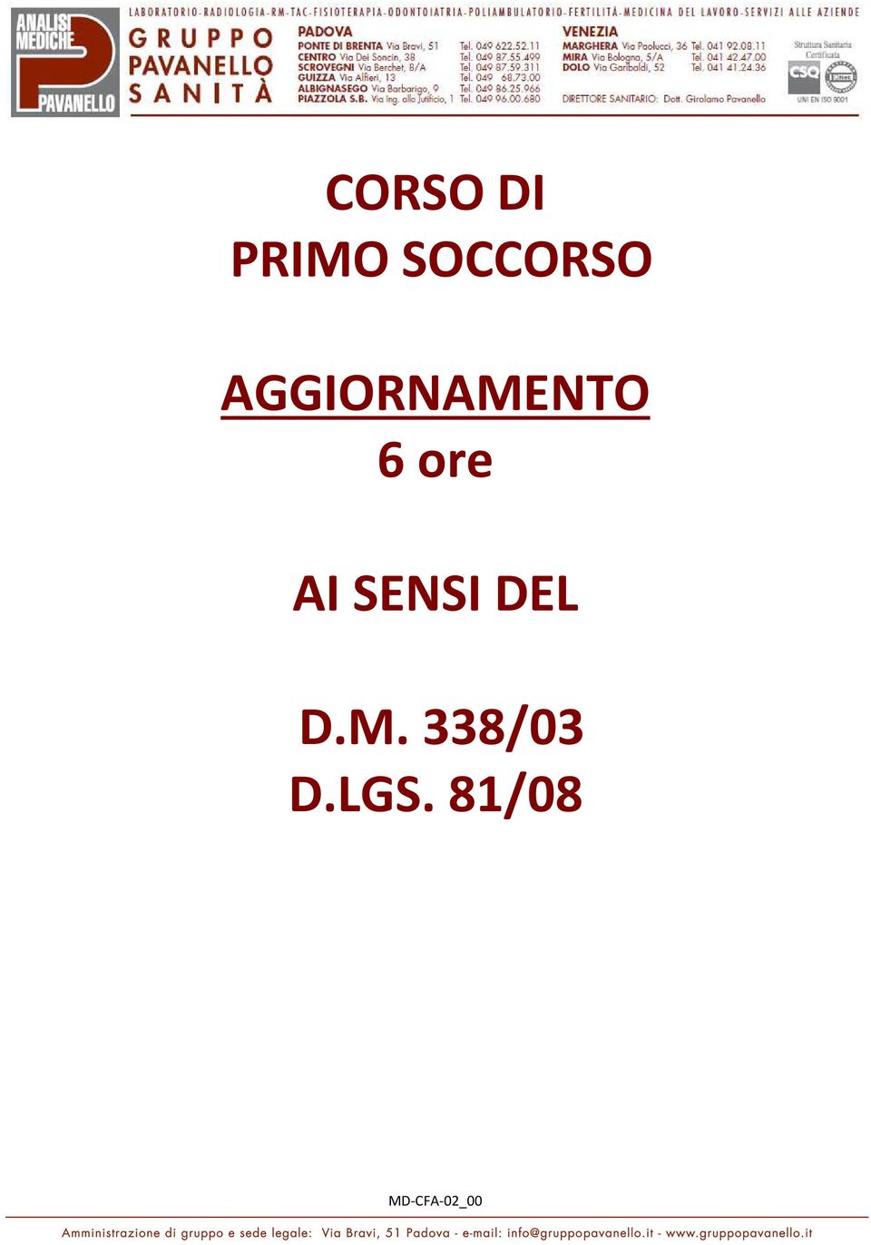 AGGIORNAMENTO 6 ore