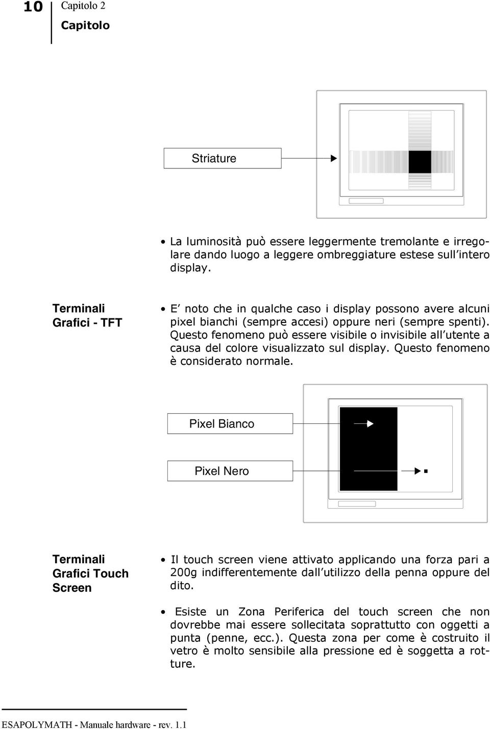 Questo fenomeno può essere visibile o invisibile all utente a causa del colore visualizzato sul display. Questo fenomeno è considerato normale.