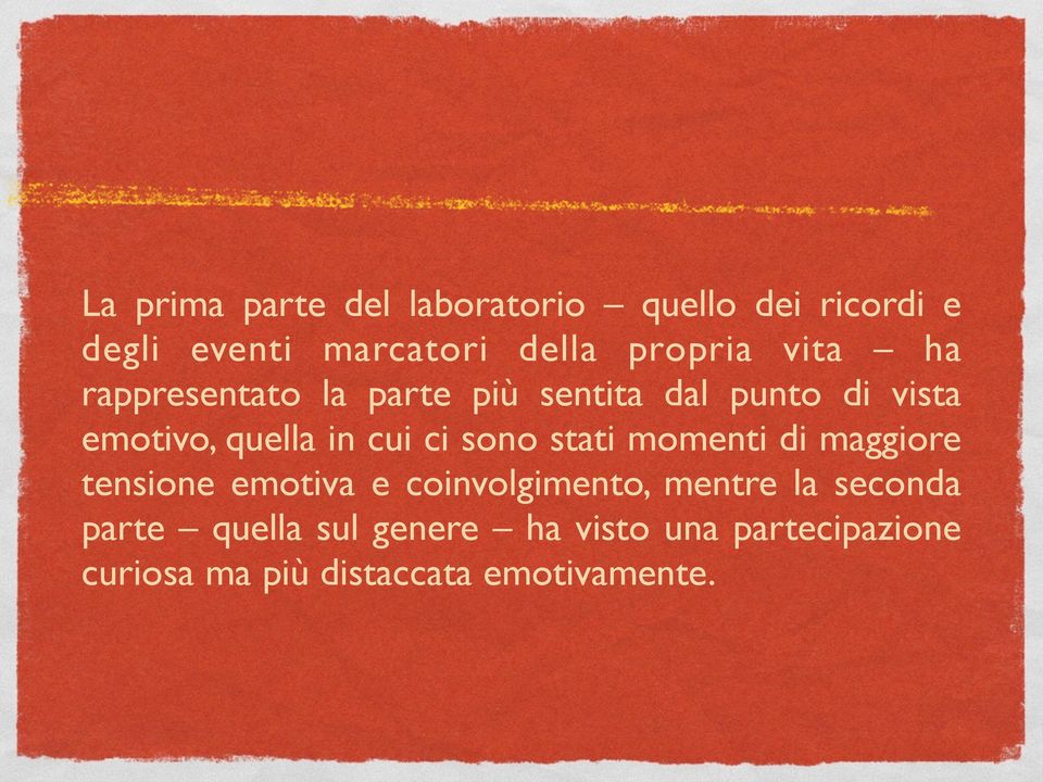 in cui ci sono stati momenti di maggiore tensione emotiva e coinvolgimento, mentre la