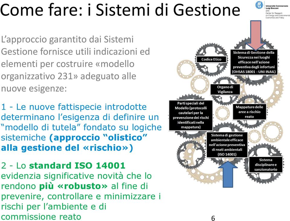 modello di tutela fondato su logiche sistemiche (approccio olistico alla gestione del «rischio») 2 - Lo standard ISO 14001 evidenzia