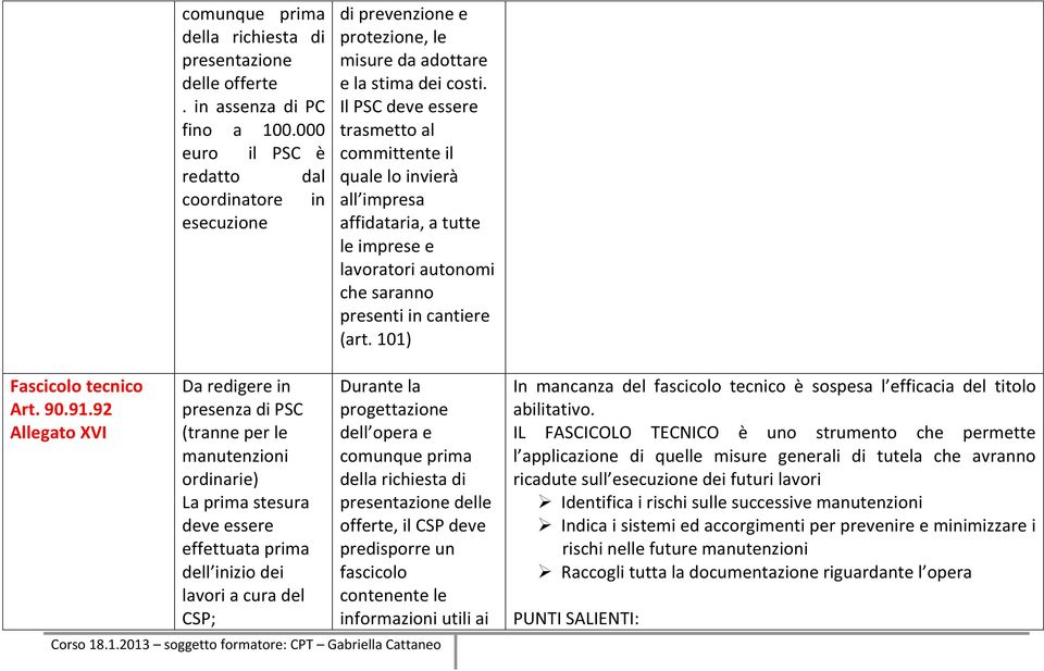 Il PSC deve essere trasmetto al committente il quale lo invierà all impresa affidataria, a tutte le imprese e lavoratori autonomi che saranno presenti in cantiere (art. 101) Fascicolo tecnico Art. 90.