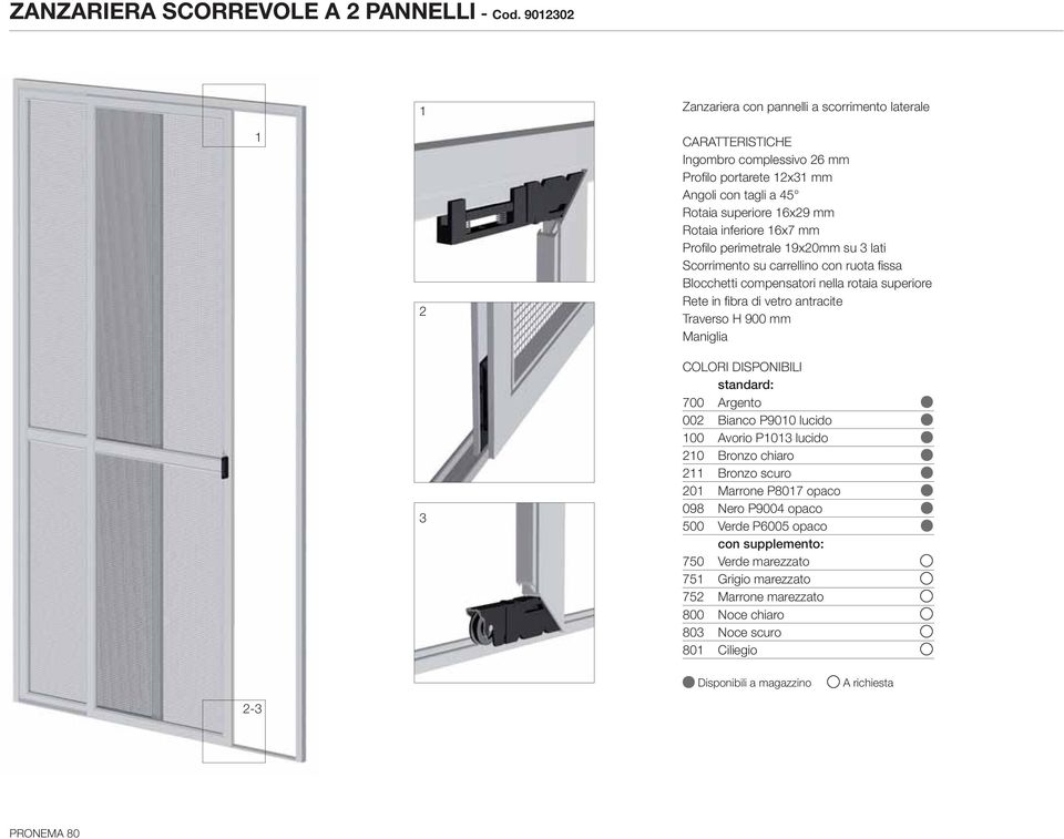 superiore 6x9 mm Rotaia inferiore 6x7 mm Profi lo perimetrale 9x0mm su lati Scorrimento su carrellino con ruota fi ssa Blocchetti