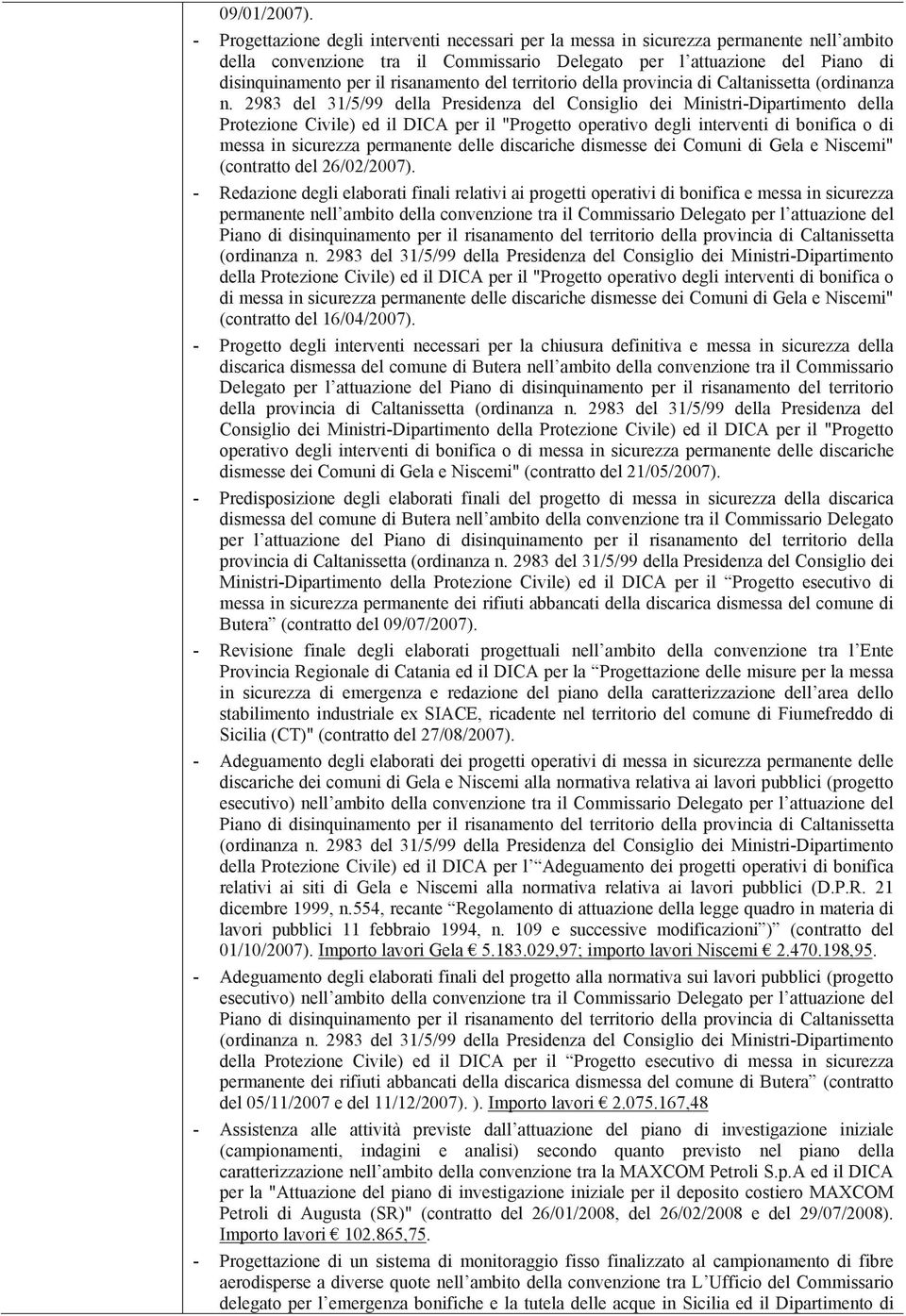 risanamento del territorio della provincia di Caltanissetta (ordinanza n.