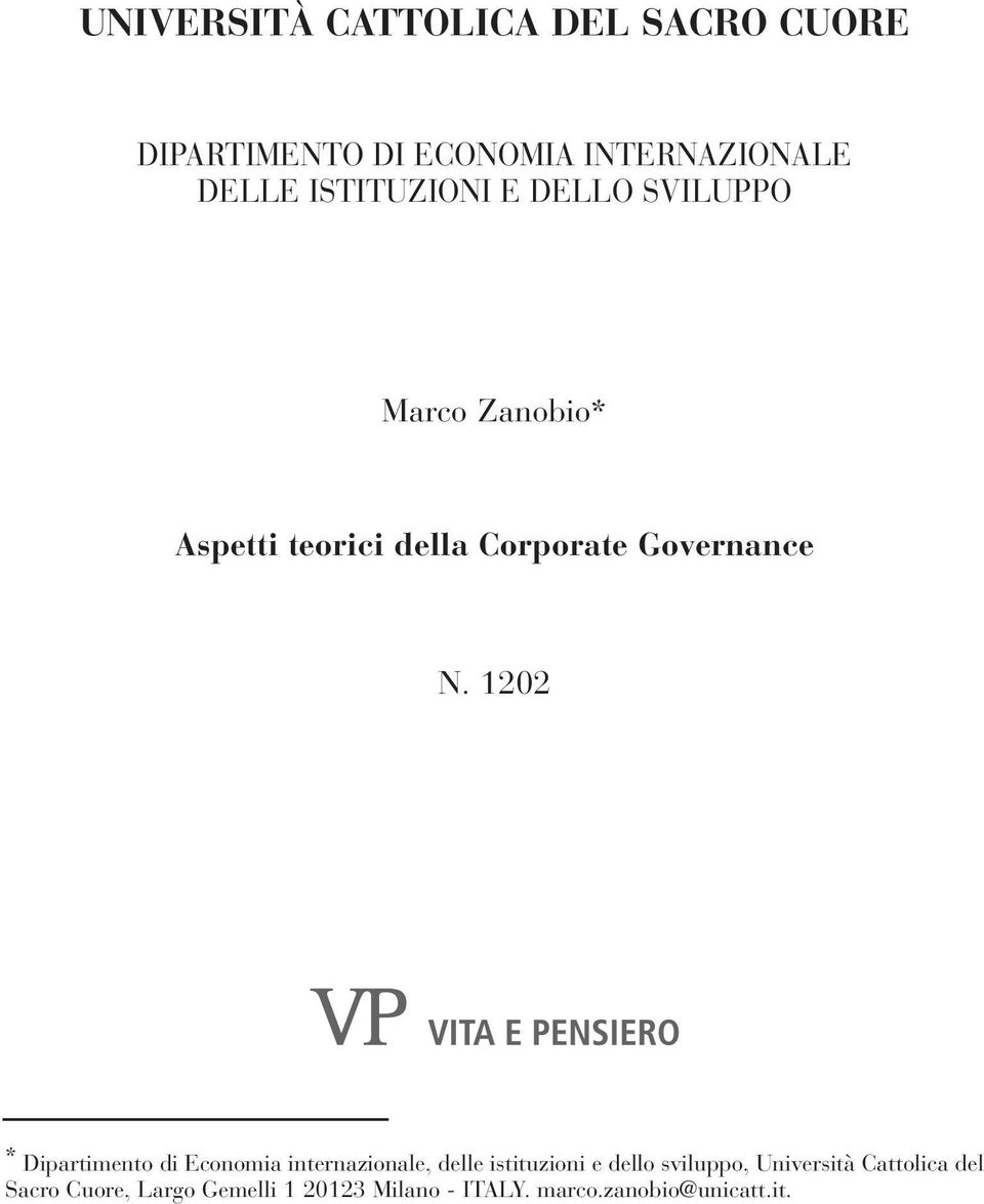 1202 * Dipartimento di Economia internazionale, delle istituzioni e dello sviluppo,