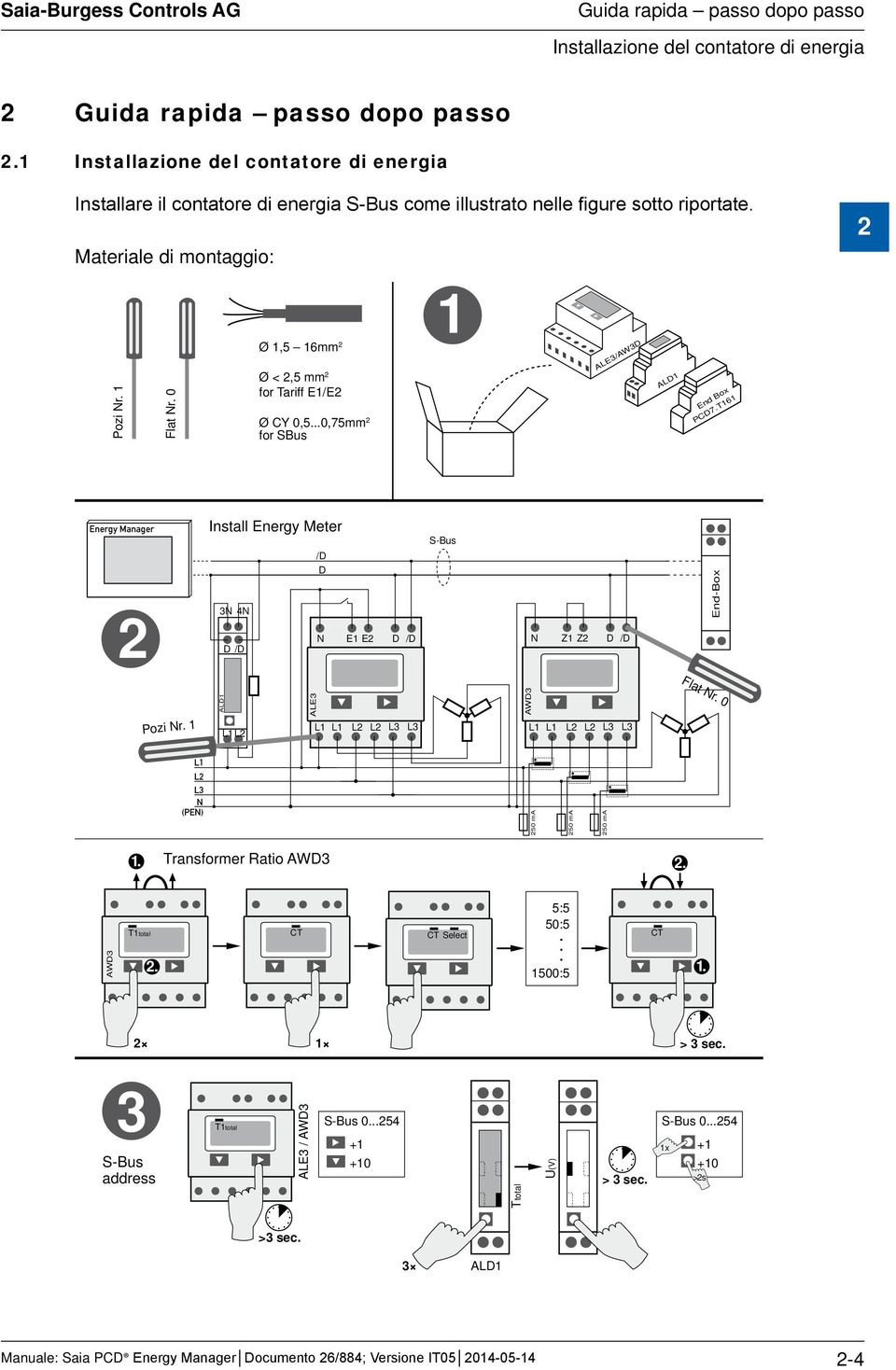 1 Energy Manager 2 1. T1total Flat Nr. 0 Pozi Nr. 1 L1 L2 L3 N (PEN) 3N 4N D /D ALD1 L1L2 Ø 1,5 16mm 2 Ø < 2,5 mm 2 for Tariff E1/E2 Ø CY 0,5.