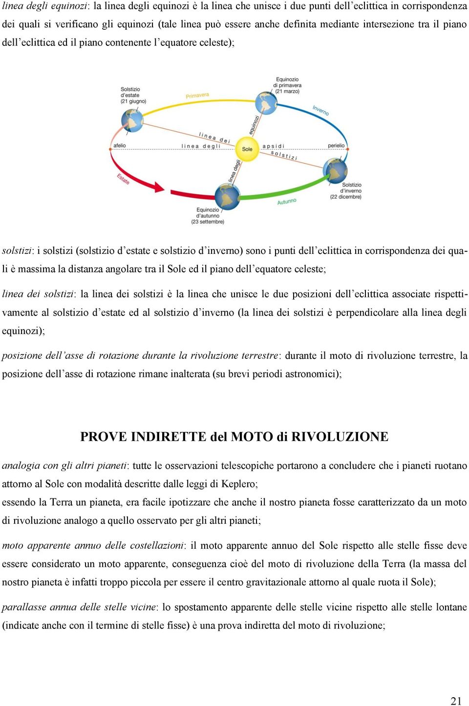 quali è massima la distanza angolare tra il Sole ed il piano dell equatore celeste; linea dei solstizi: la linea dei solstizi è la linea che unisce le due posizioni dell eclittica associate